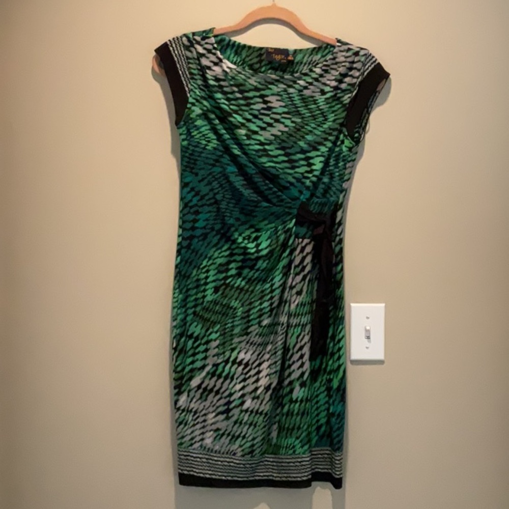 Taylor Asymmetrical Green and Black Dress